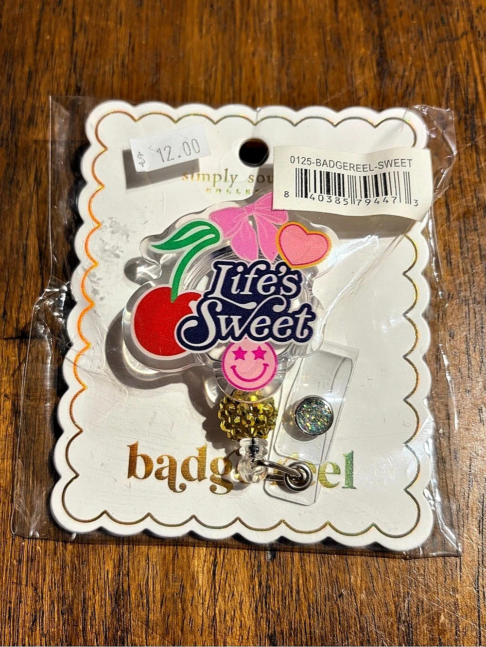 Simply Southern Life's Sweet Badge reel Accessory Pink & White NWT